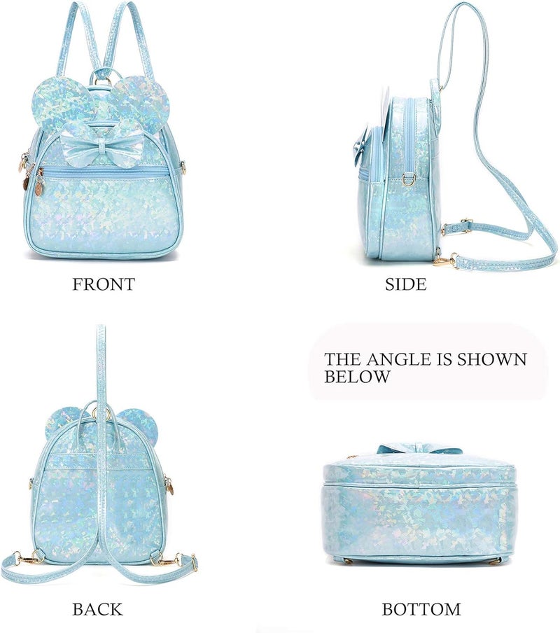 KL928 Girls Mini Backpack Bowknot Polka Dot Cute Small Daypacks Convertible Shoulder Bag Purse for Women - Image 5